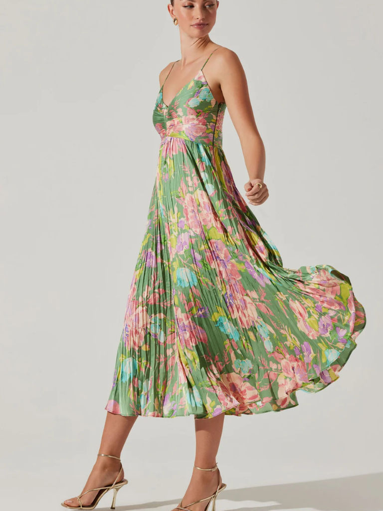 ASTR the Label | Maeve Pleated Midi Dress | Size M