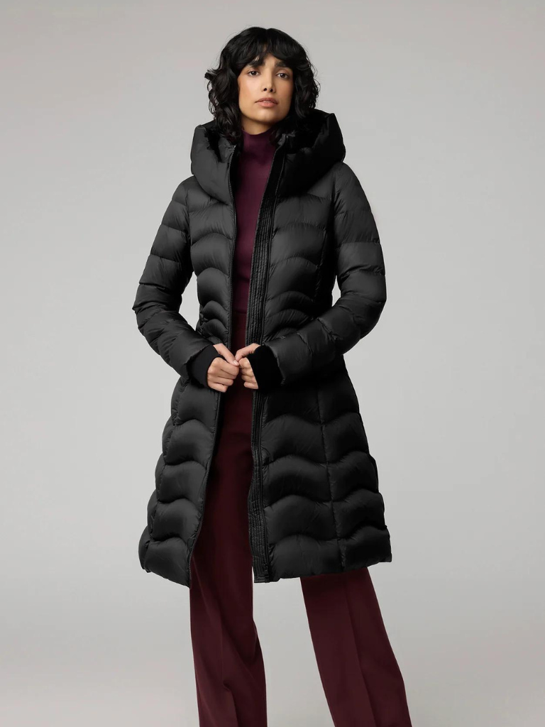 Fit and flare coat with hood hotsell