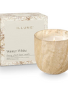 Large Boxed Crackle Glass Candle in Winter White