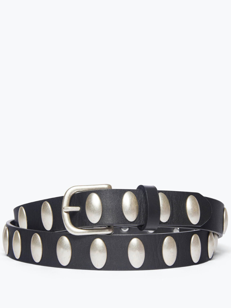 Freda Salvador Rebecca Belt in Black/Silver Oval Studs  display picture 3