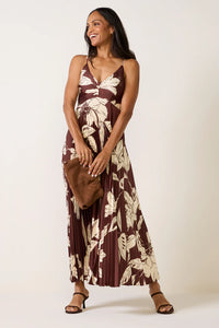 Clea Midi Dress in Brown Floral