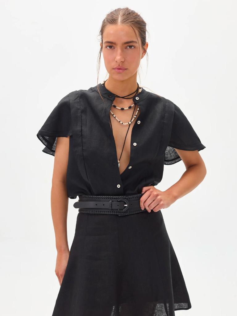 Willow Linen Shirt in Black