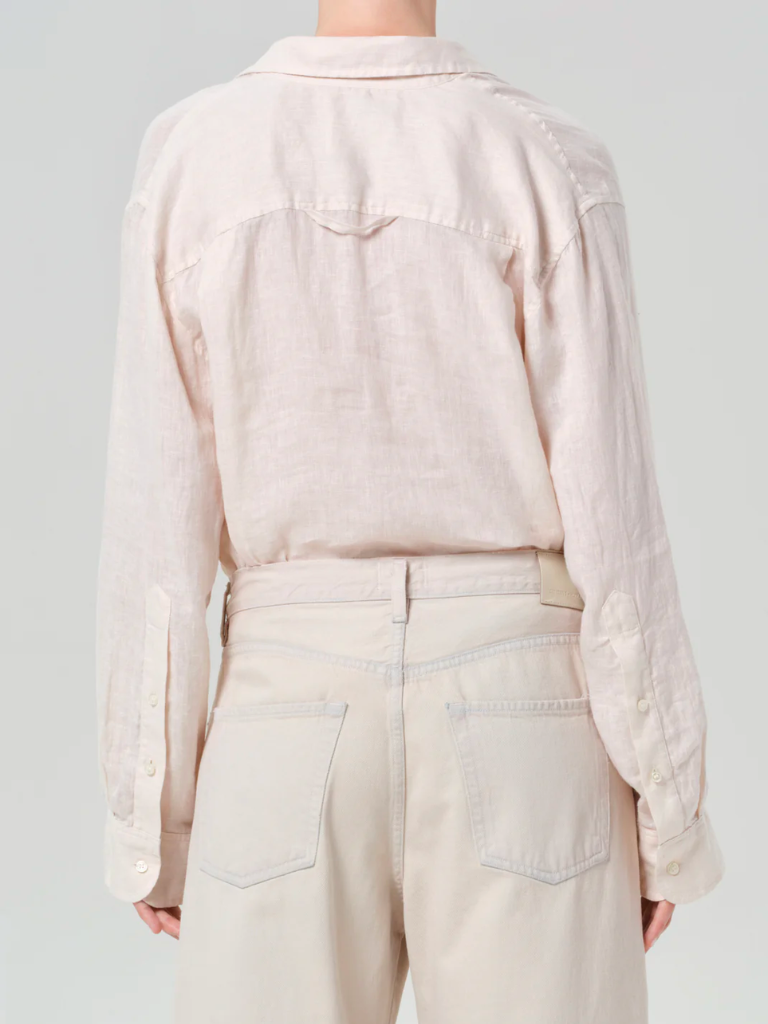 Shrunken Linen Kayla Shirt in Pale Stone