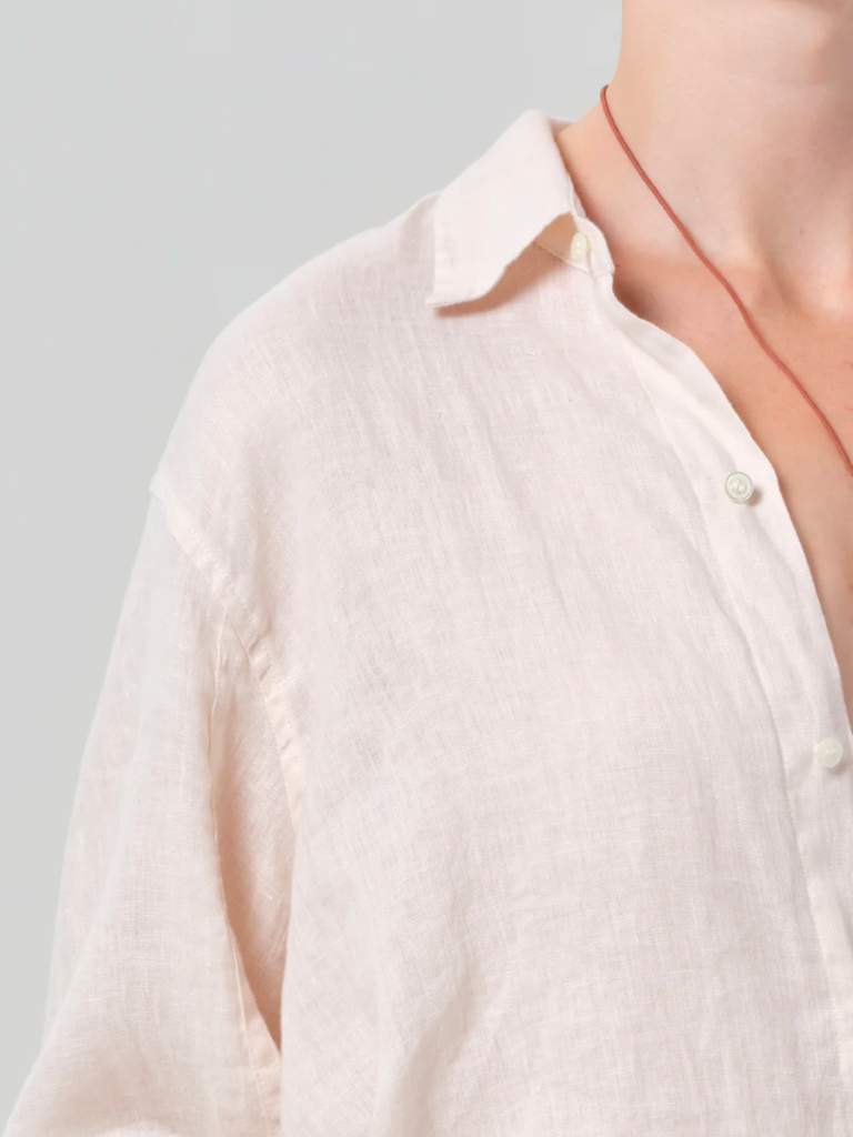 Shrunken Linen Kayla Shirt in Pale Stone