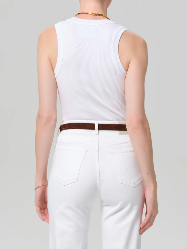 Caralyn Button Front Rib Tank in White