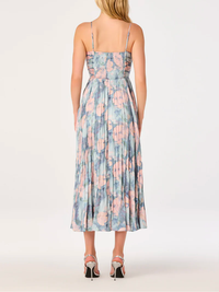 Maeve Pleated Midi Dress in Blue Multi Abstract