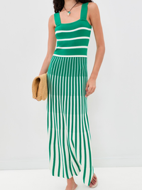 Aveline Dress in Green Stripe