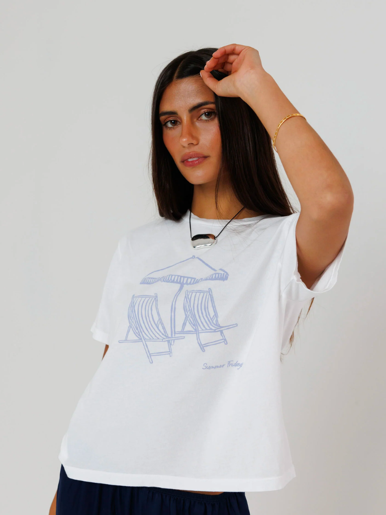 Summer Fridays Tee in White