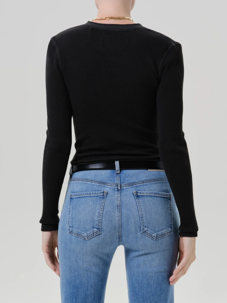 Drea Waffle Henley in Juniper