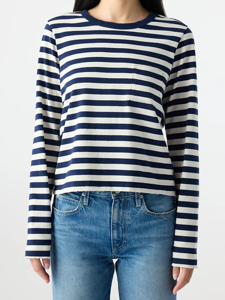 Brigitte Long Sleeve Tee in Twilight/Bone