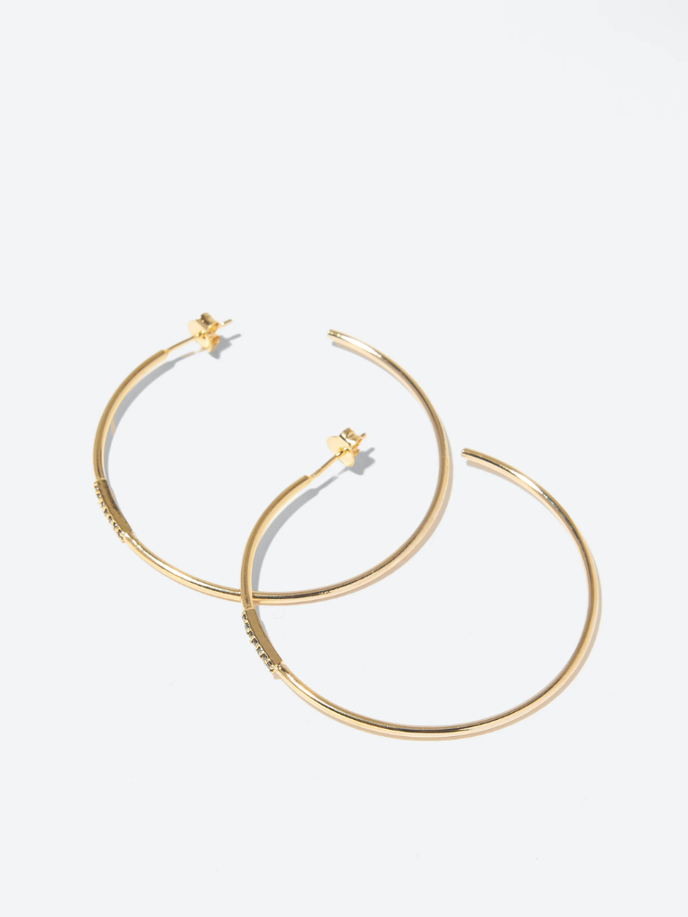 Charlie Hoops in Black Zircons/Gold
