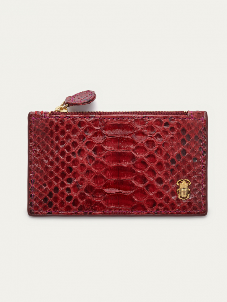 Helena Python Cardholder in Burgundy