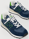 New Balance 574 Sneaker in Navy and Alpine Green