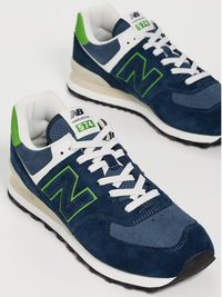 New Balance 574 Sneaker in Navy and Alpine Green