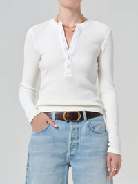 Drea Waffle Henley in Pashmina
