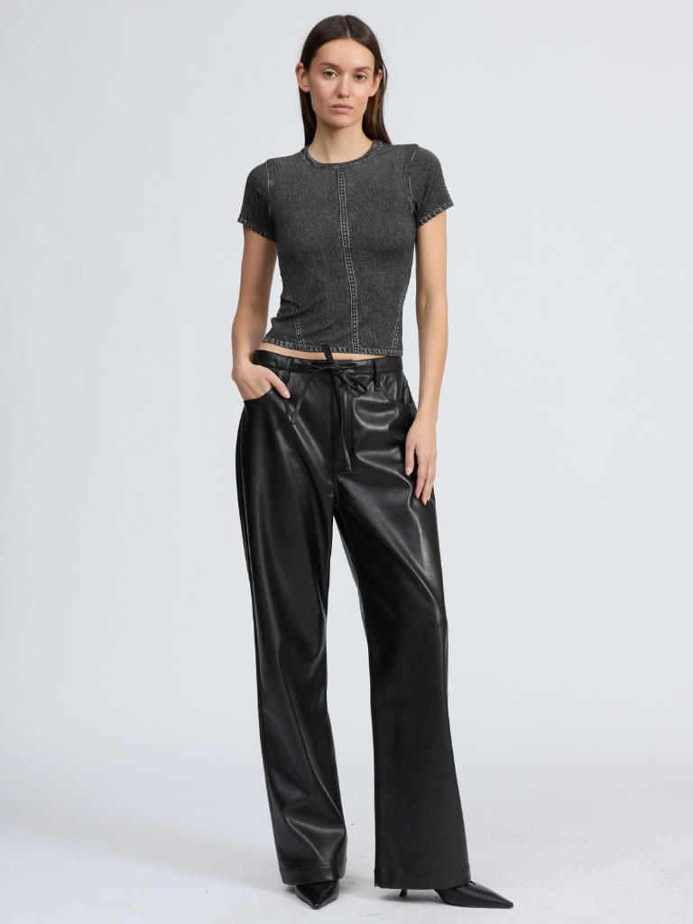 Phoebe Faux Leather Pants in Black