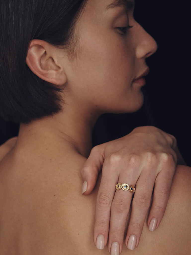 Vesta Ring in Gold with Blue Sapphires