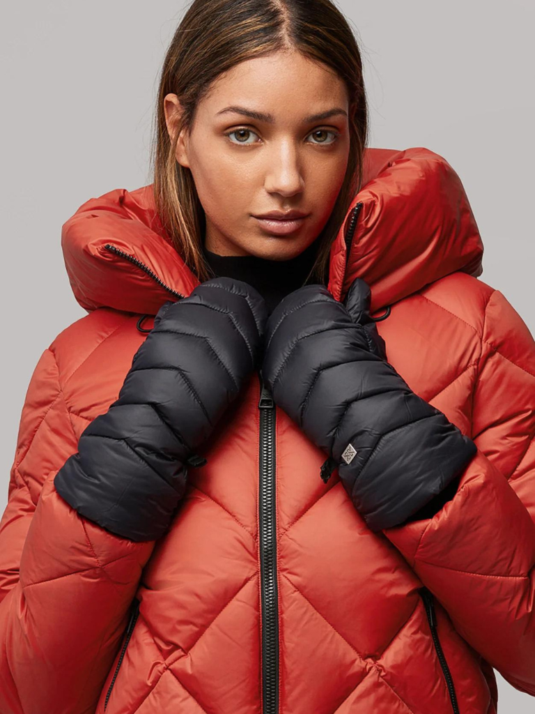 Julia Quilted Down Puffer Mitts in Black