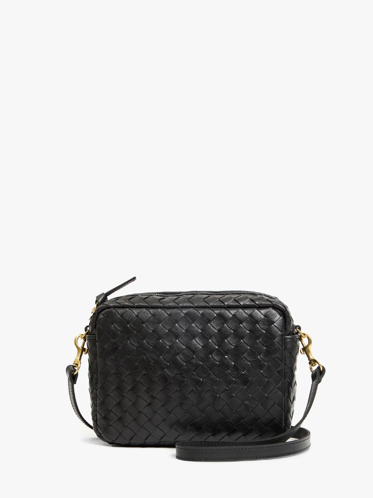 Midi Sac in Diagonal Woven Black