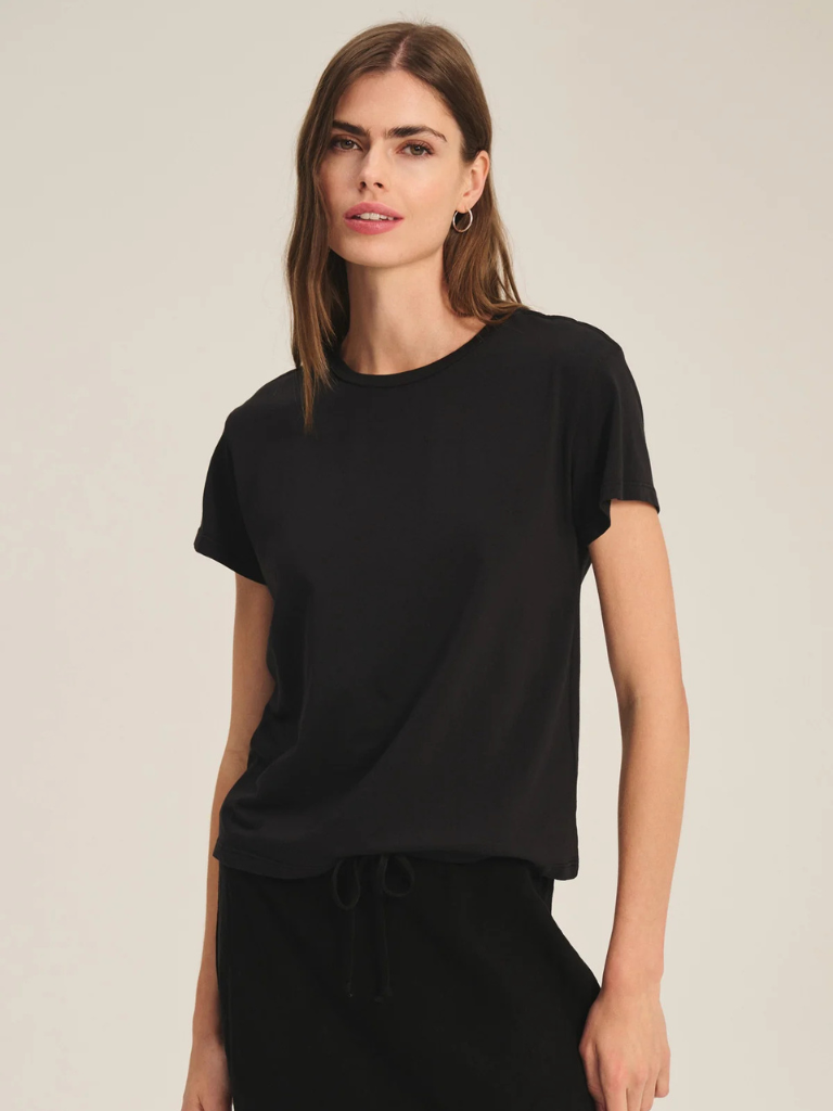 Tia Crew Neck Tee in Black
