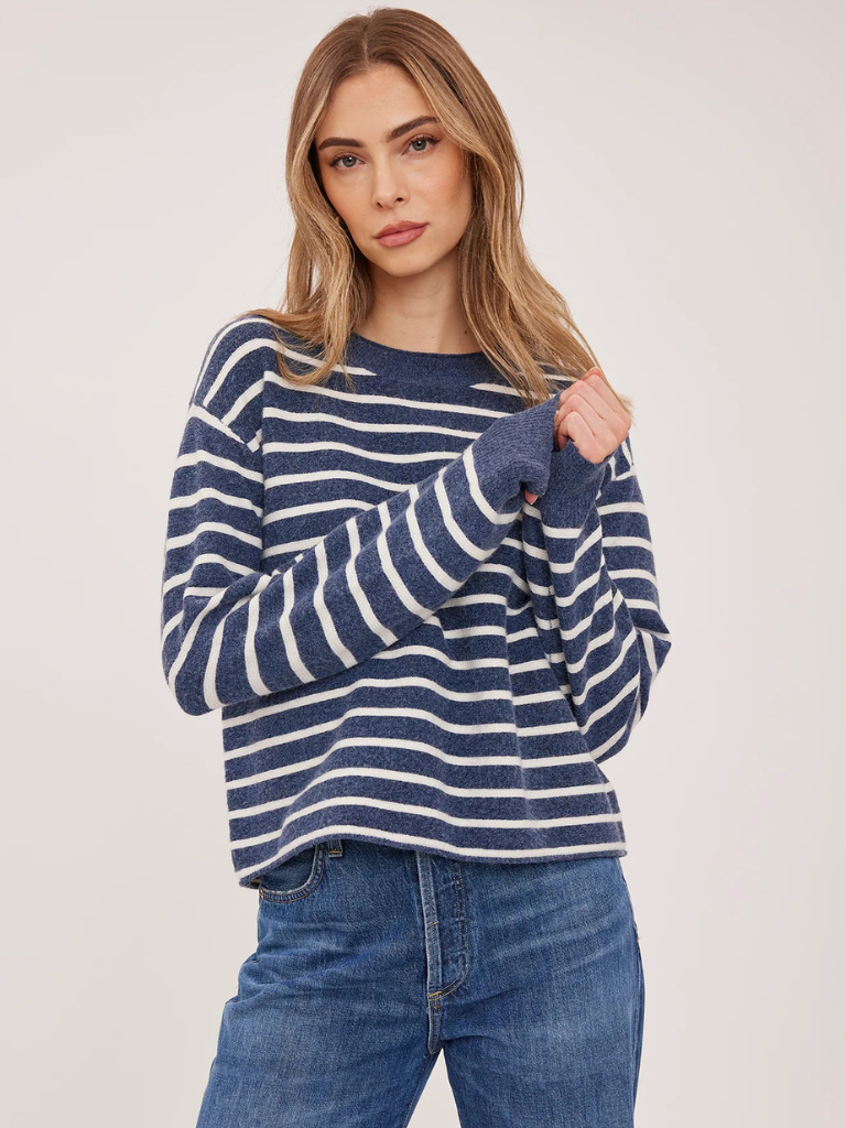 Wanda Pullover Sweater in Navy Stripe