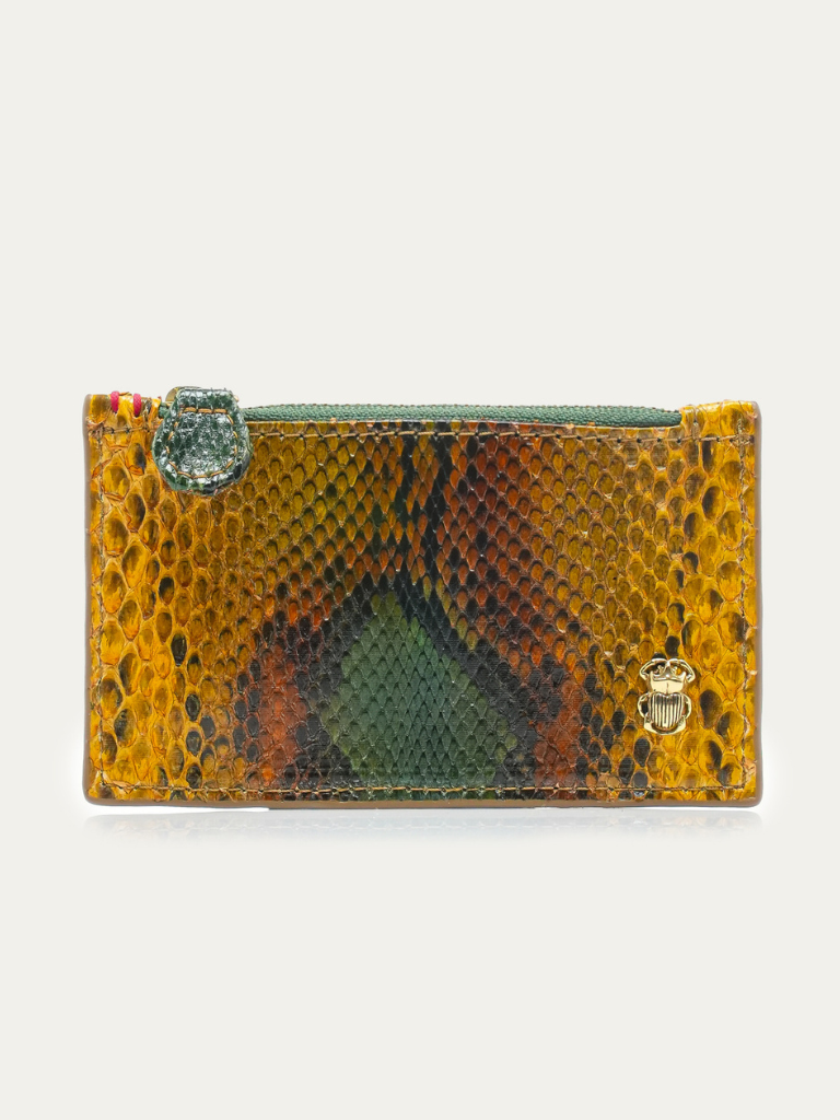 Helena Python Cardholder in Green/Amber