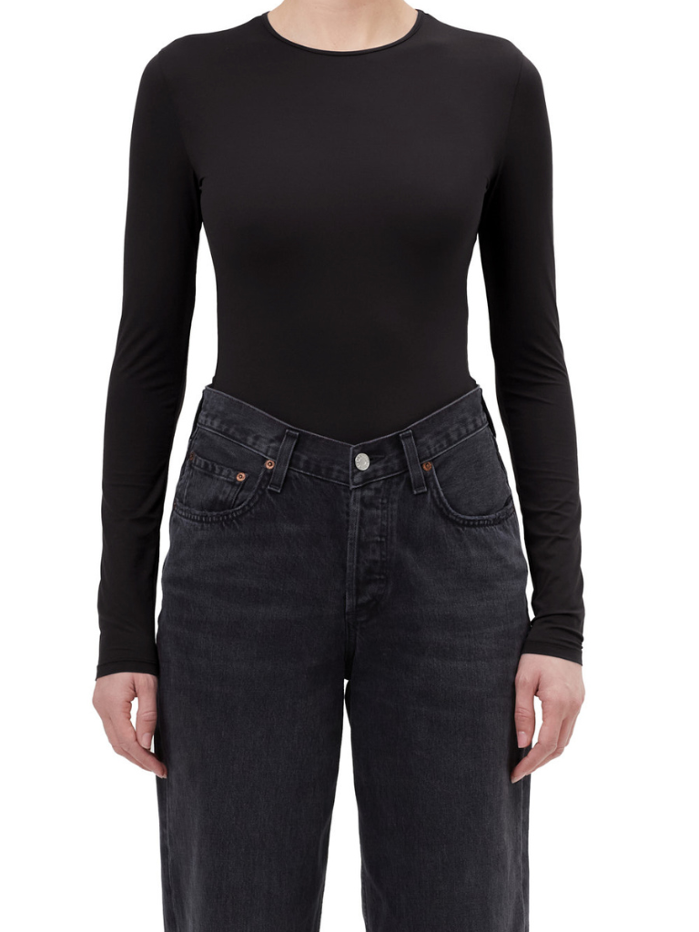 Aura Long Sleeve Bodysuit in Black