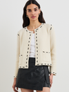 Juliette Pick Stitch Cardigan Sweater in Ivory