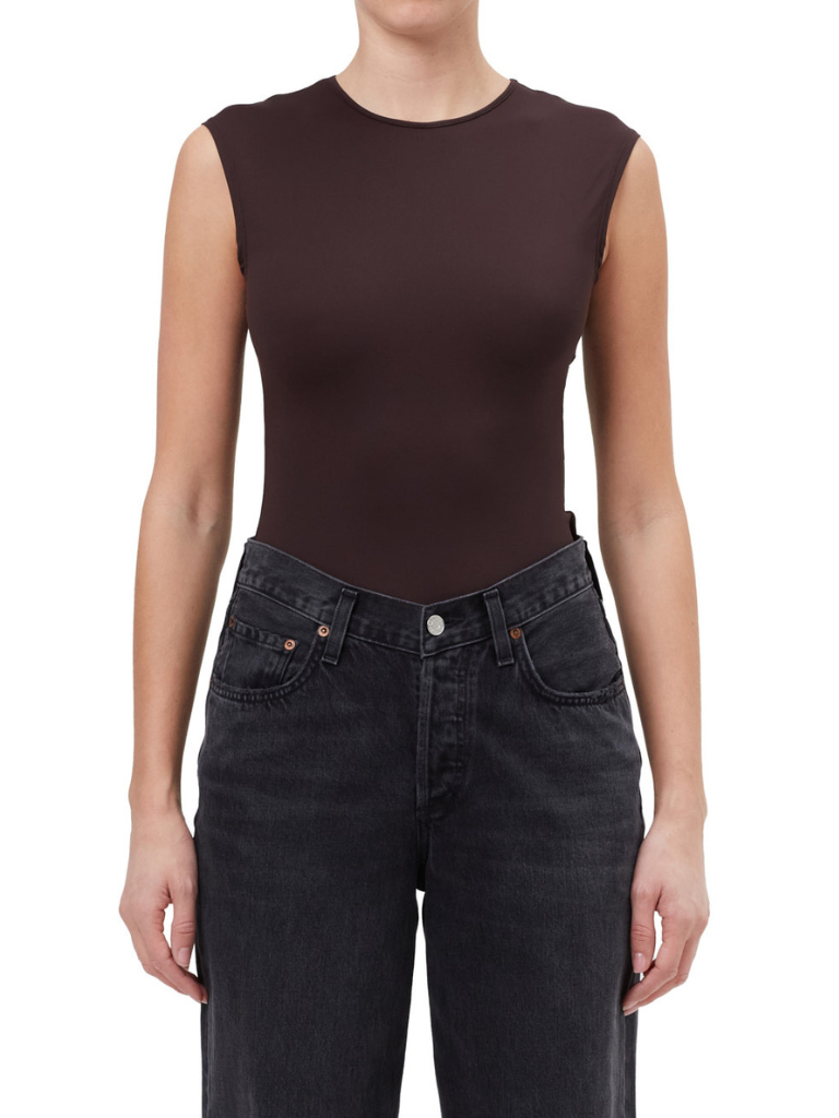 Aura Sleeveless Bodysuit in Chocolate