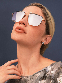 Bolden Sunglasses in 18K + Matte Black Fade Titanium Mirrored