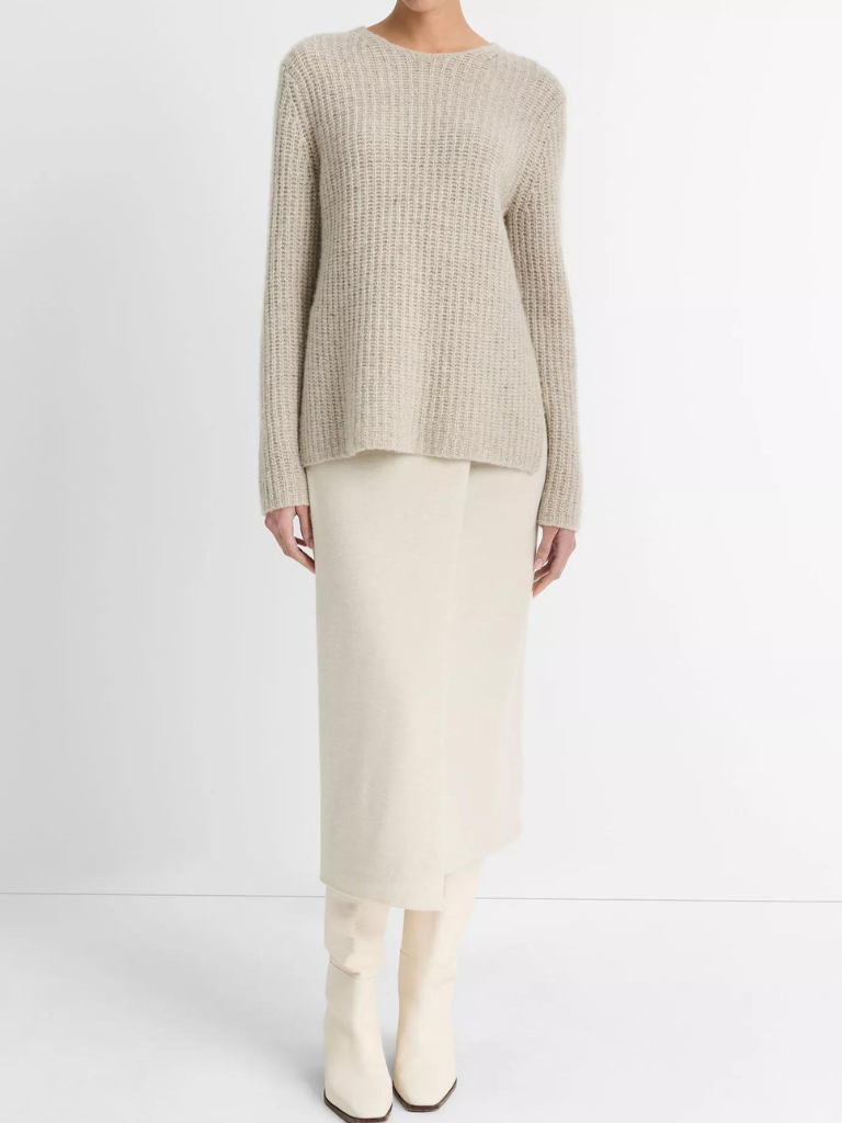 Cashmere Donegal Tunic Sweater in Biscuit