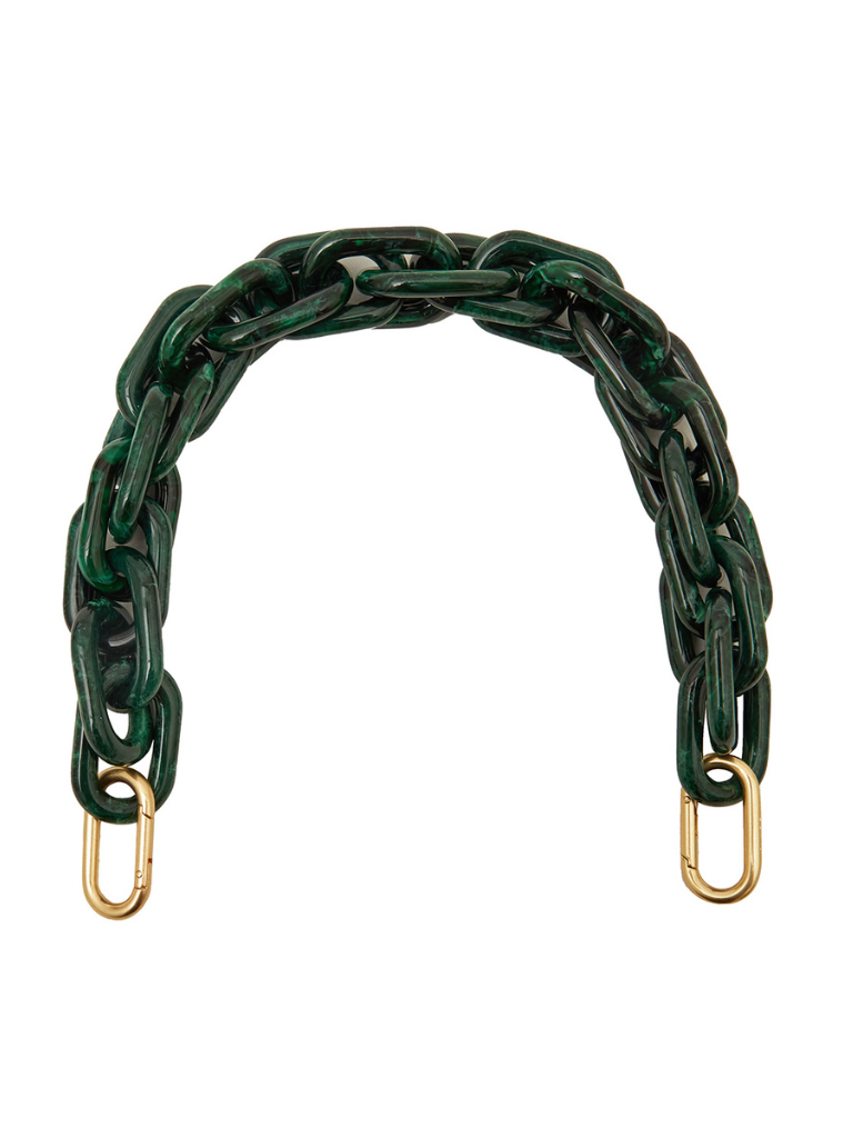 Shortie Shoulder Strap in Malachite Resin