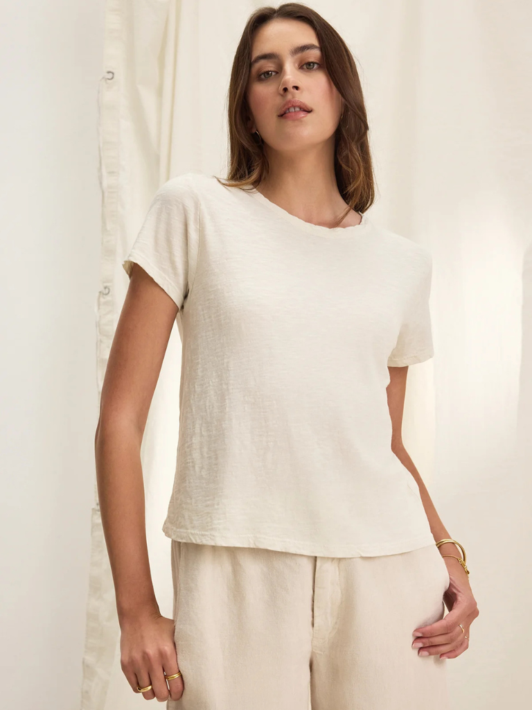 Marie Short Sleeve Crew Neck Tee in Oat