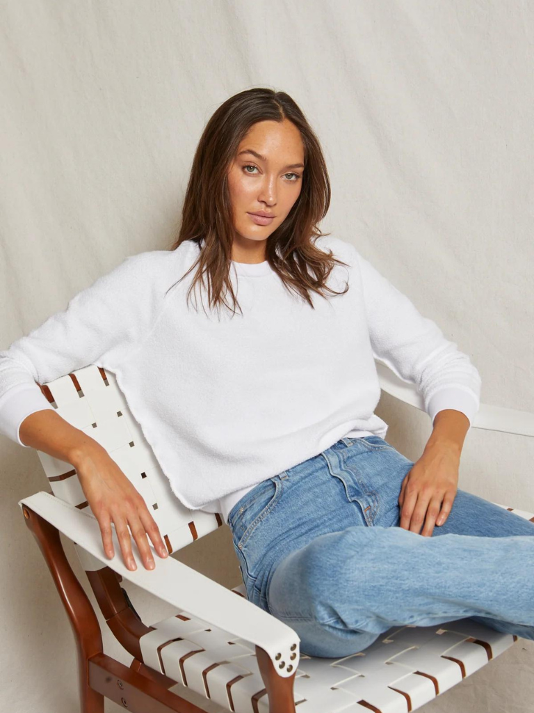 Ziggy Inside Out Shrunken Crew in White