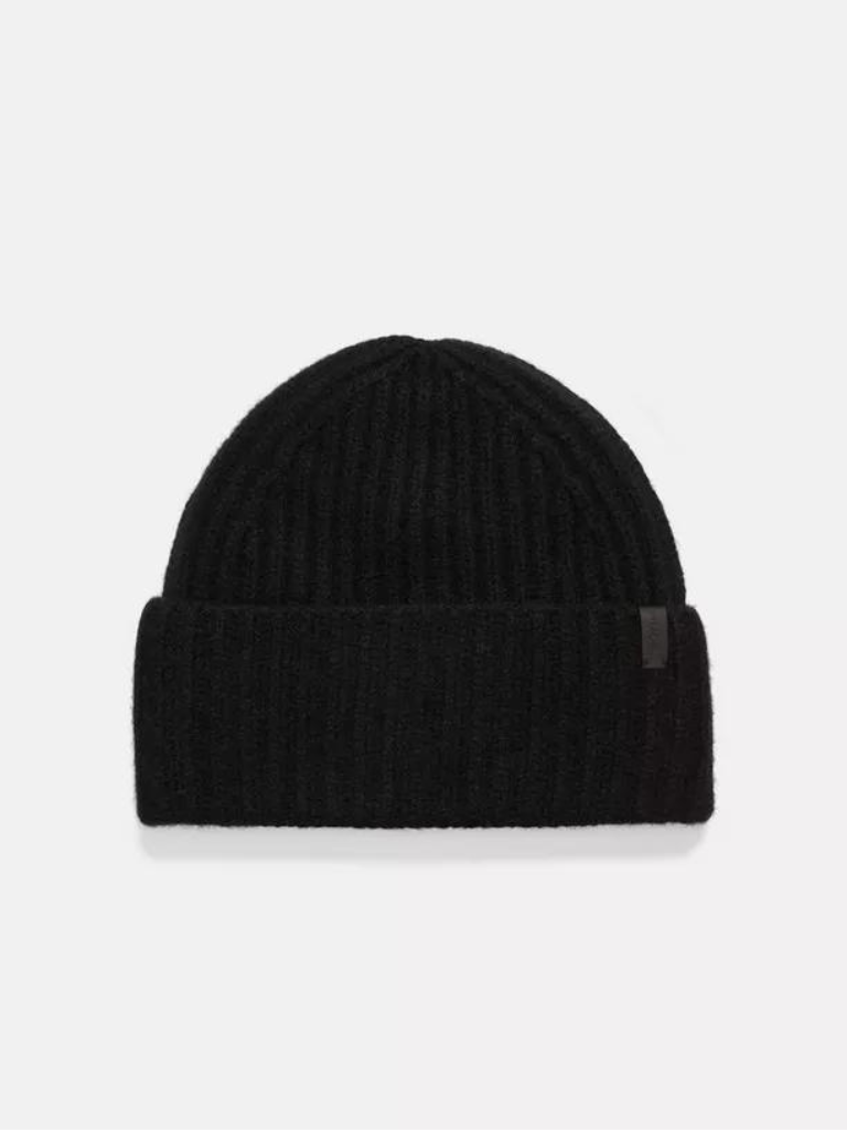 Boiled Cashmere Chunky Knit Hat in Black
