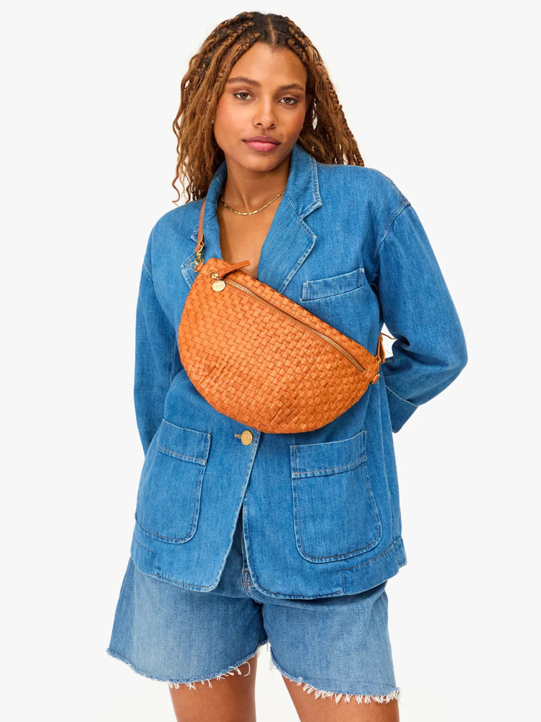 Grande Fanny Pack in Natural Woven Checker