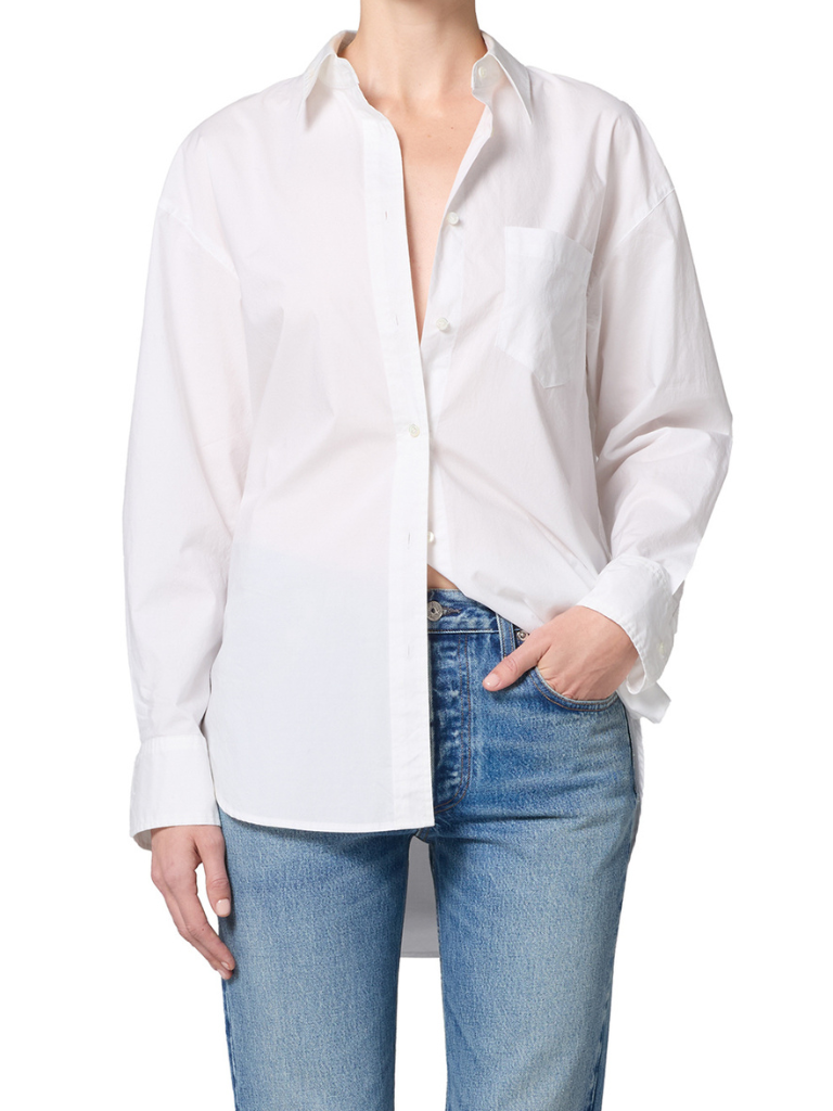 Thea Boyfriend Shirt in Optic White