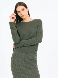 Jane Cable Pullover in Fir