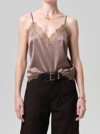 Lace Trimmed Cami in Cocoa