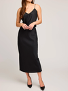 Bonnie Satin Midi Skirt in Black