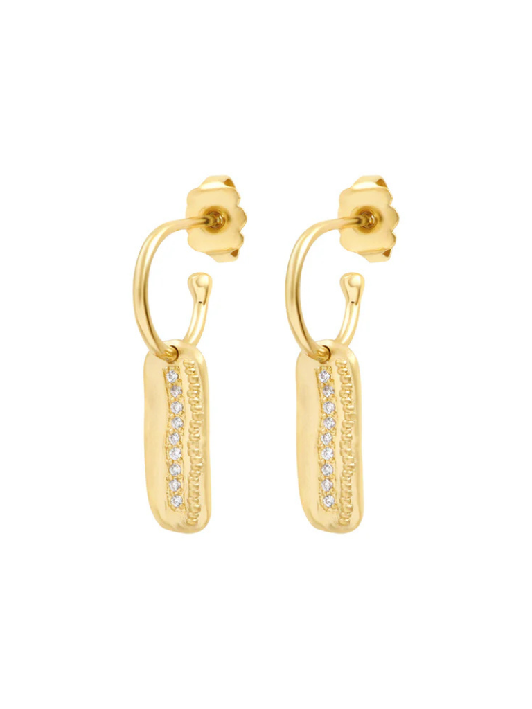 Elvis Hoops in White Zircons/Gold
