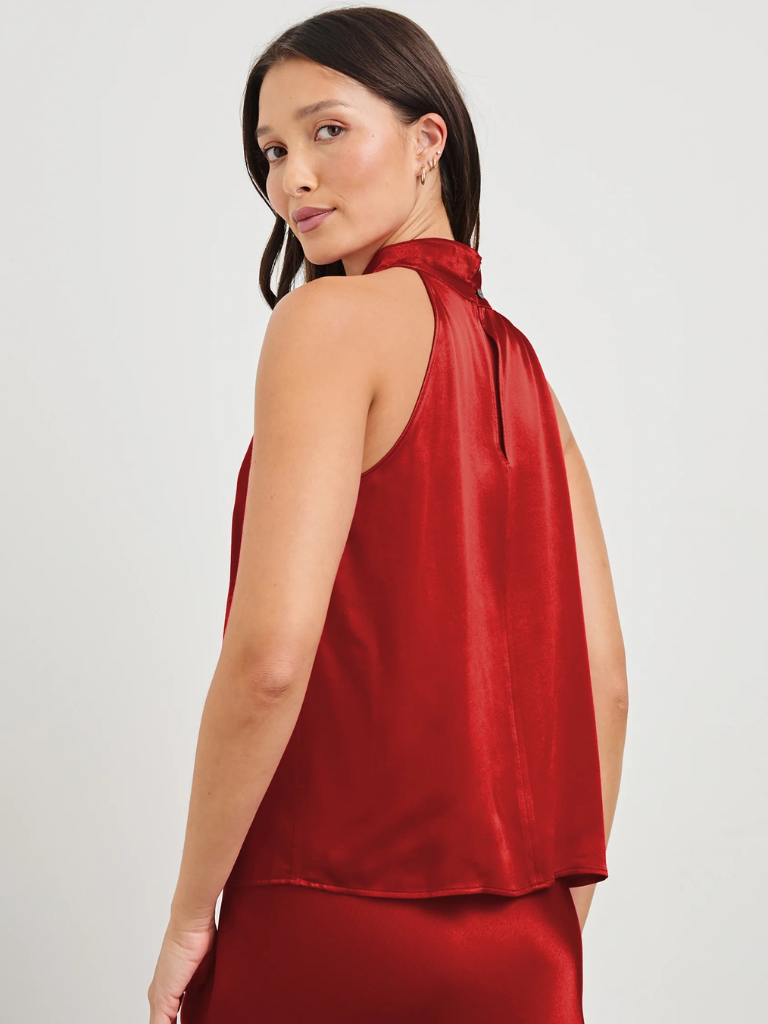 Leah Halter Sleeveless Top in Scarlet