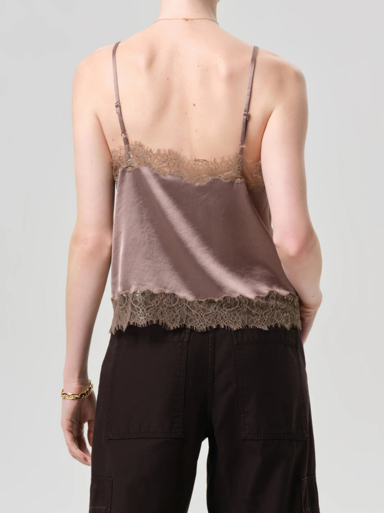 Lace Trimmed Cami in Cocoa