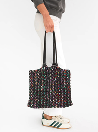 Sandy Woven Tote in Black Multi