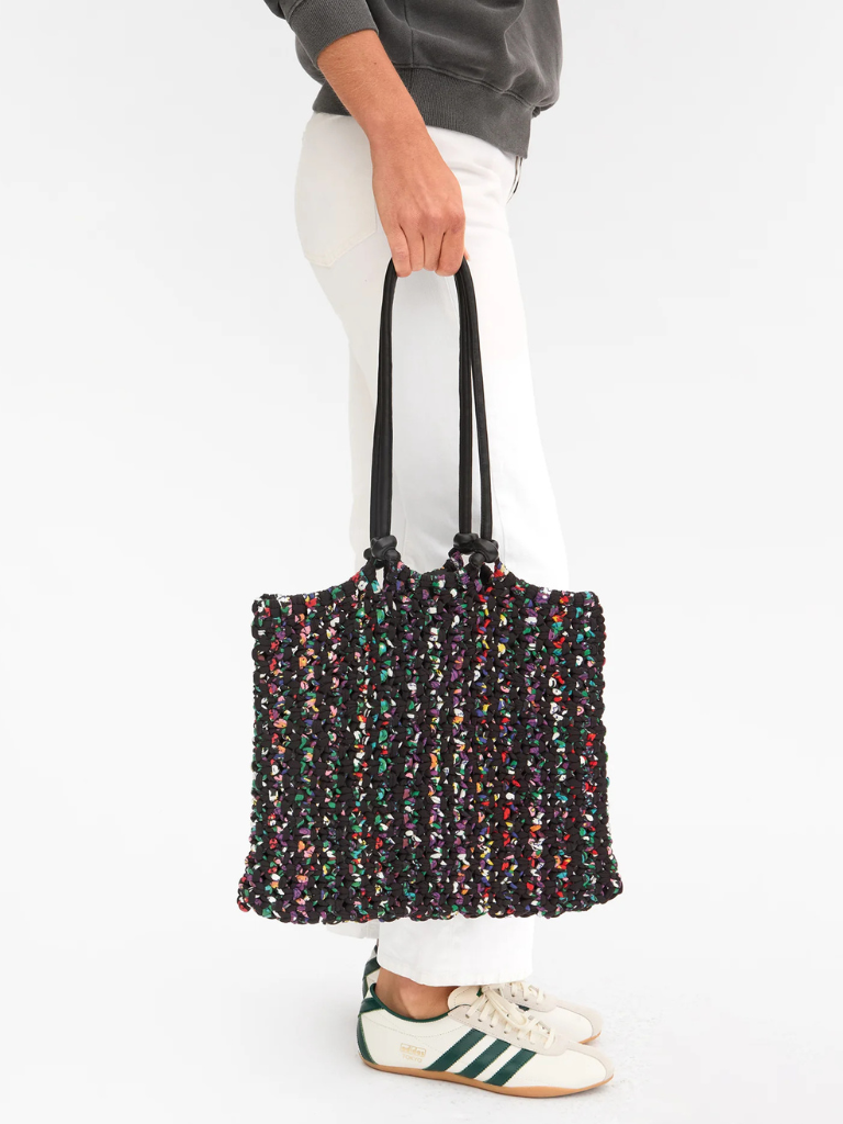 Sandy Woven Tote in Black Multi