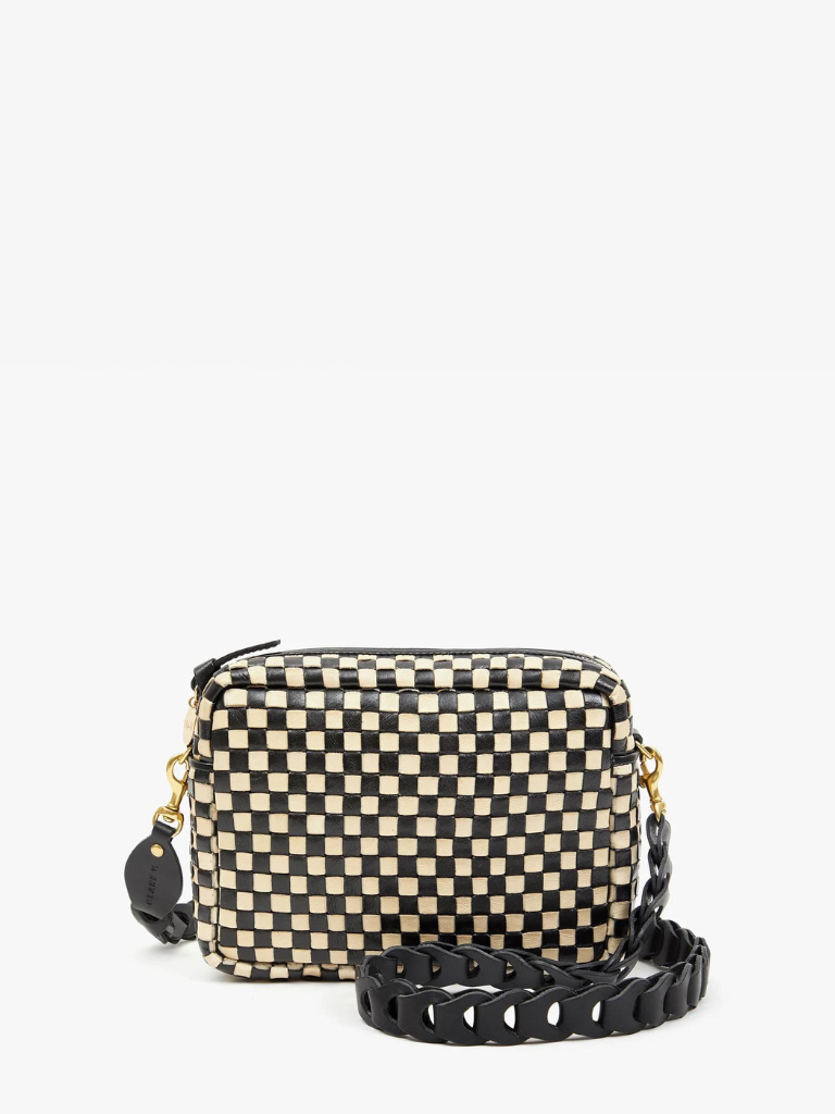 Leather Link Crossbody Strap in Black