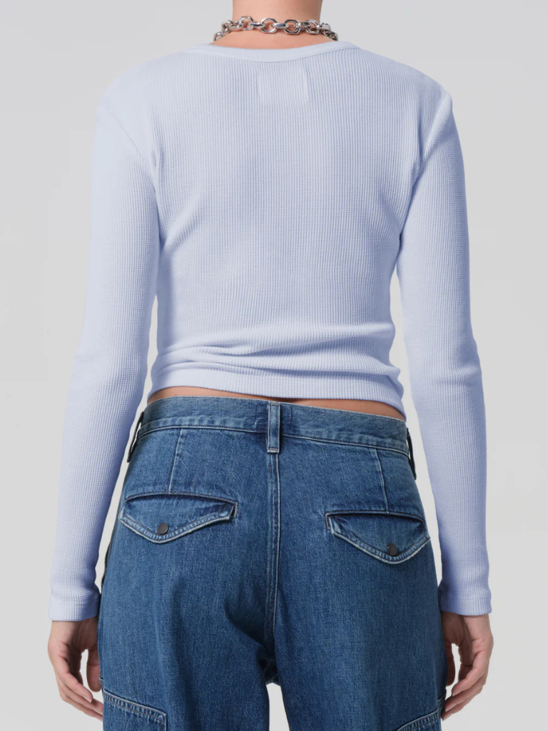 Pilar Waffle Crewneck in Periwinkle
