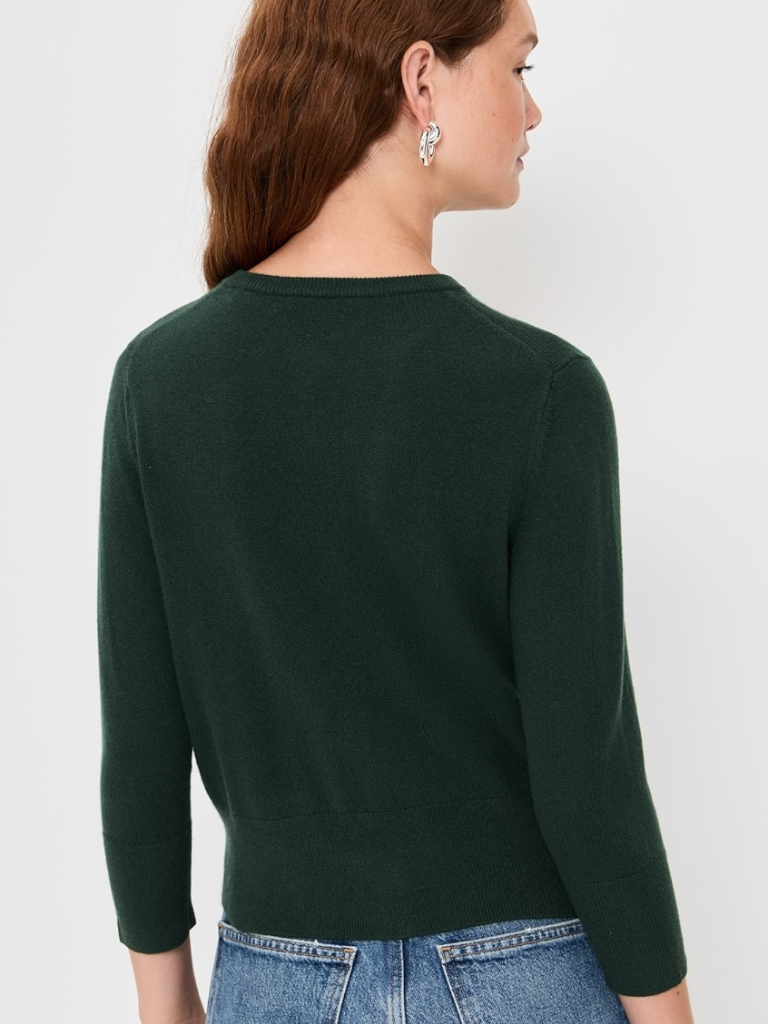 Metal-Button Wool & Cashmere-Blend Cardigan in Forest