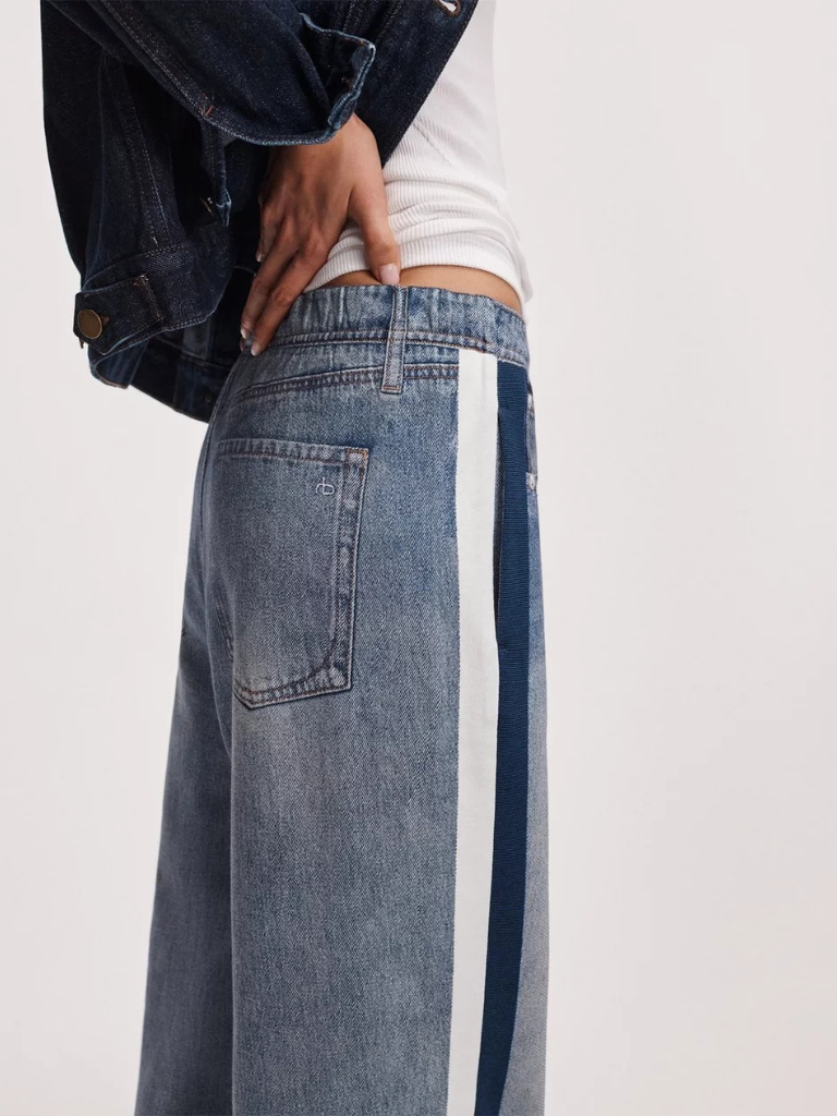 Miramar Terry Track Pants in Navy/White Stripe