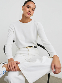 Cotton Cashmere Long Sleeve in White